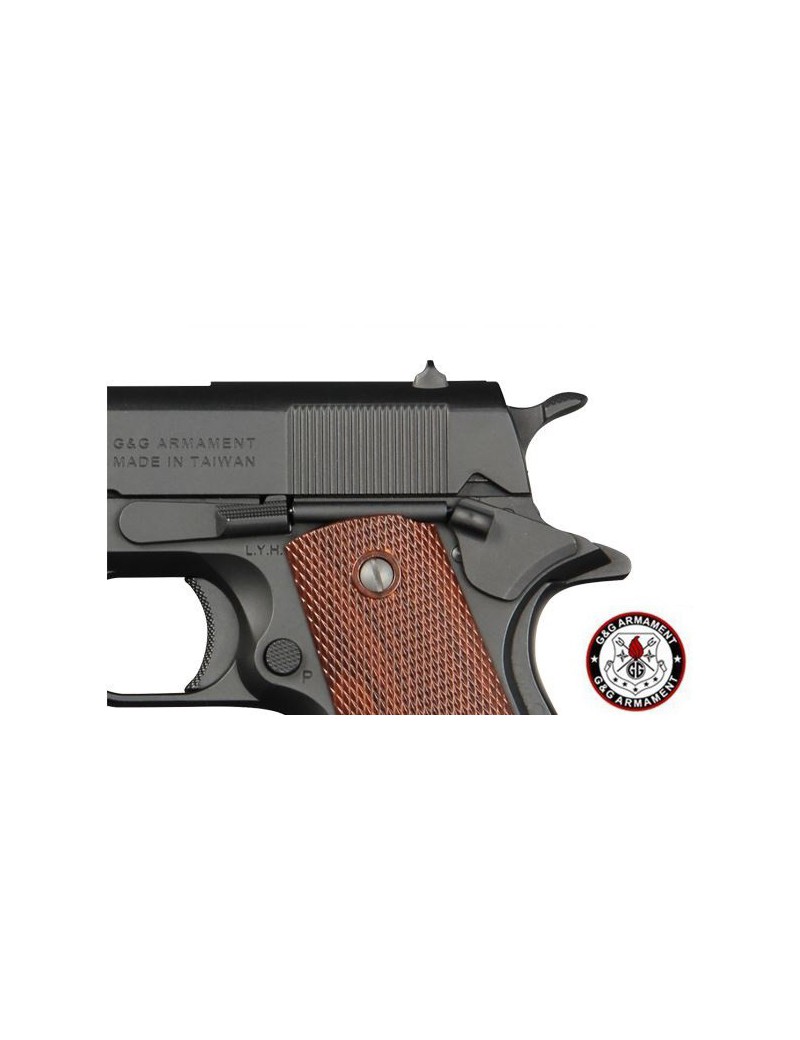 PISTOLET GAS GAS G&G GPM 1911 FULL METAL BLOWBACK NOIR - BOIS [GG-M1911]