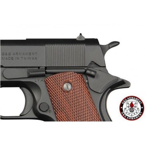 PISTOLET GAS GAS G&G GPM 1911 FULL METAL BLOWBACK NOIR - BOIS [GG-M1911]