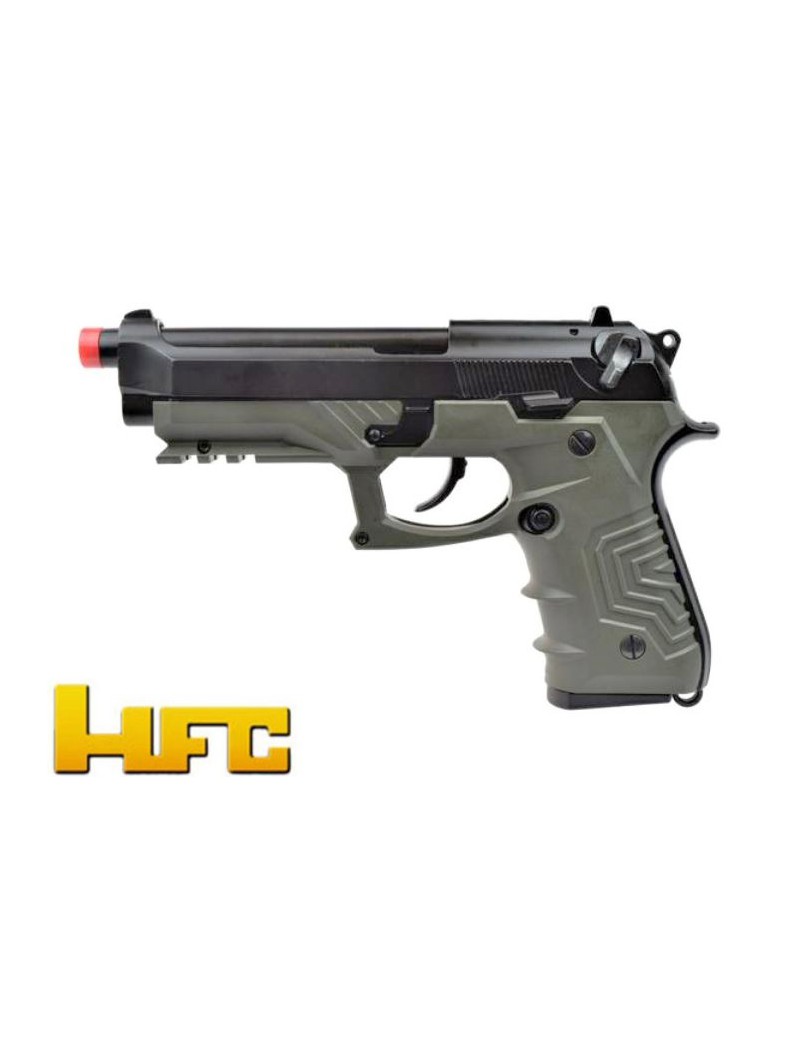 PISTOLA A GAS HFC B92SF TACTICAL GRIP SCARRELLANTE FULL METAL VERDE [HG 173G]
