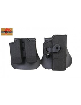 SET HOLSTER AND MAGAZINE HOLDER FOR GLOCK SERIES BLACK BIG DRAGON [BD-6100B]