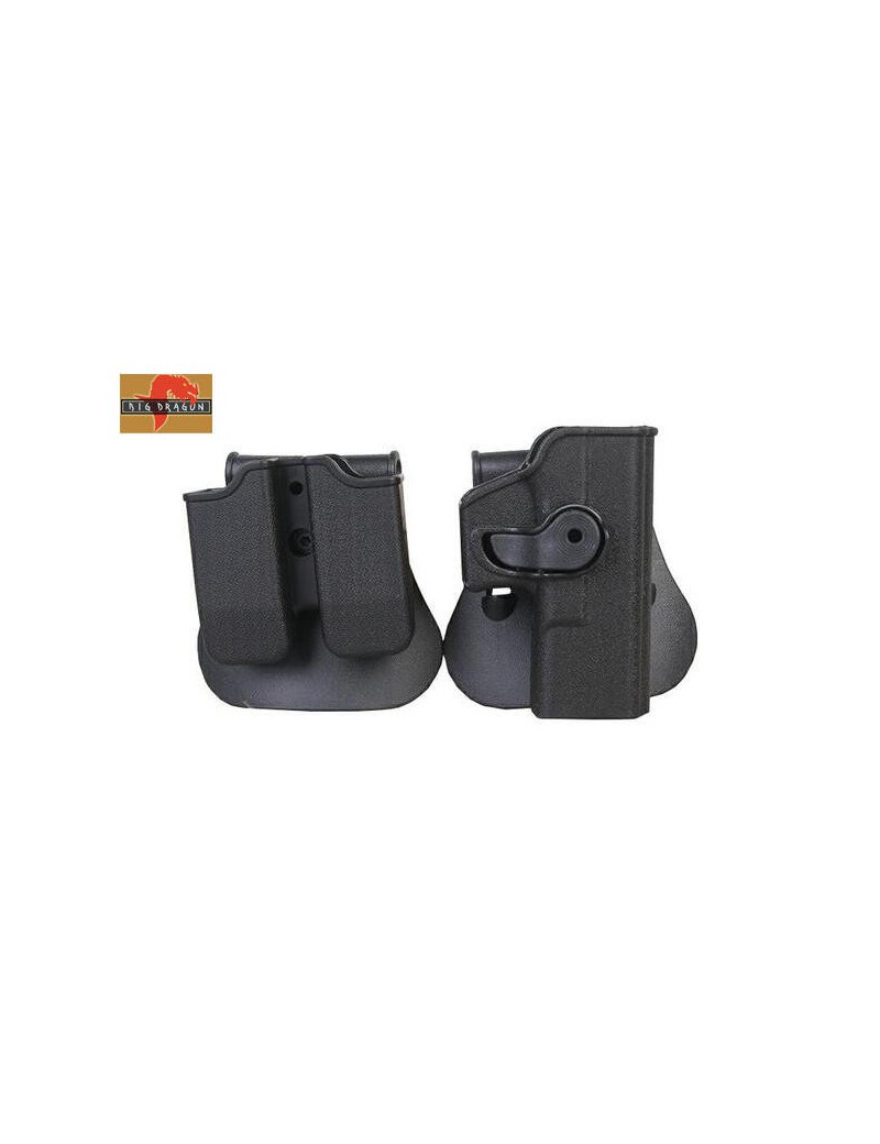 SET FONDINA E PORTA CARICATORE PER SERIE GLOCK NERO BIG DRAGON [BD-6100B]