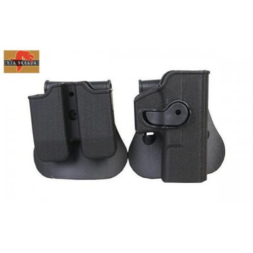 SET FONDINA E PORTA CARICATORE PER SERIE GLOCK NERO BIG DRAGON [BD-6100B]