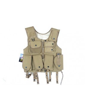 TACTICAL VEST TAN WITH 10 POCKETS AND HOLSTER [06557T]