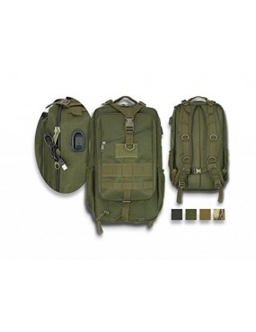 600D GREEN TACTICAL BACKPACK WITH ADJUSTABLE SHOULDER STRAPS AND USB SOCKET...