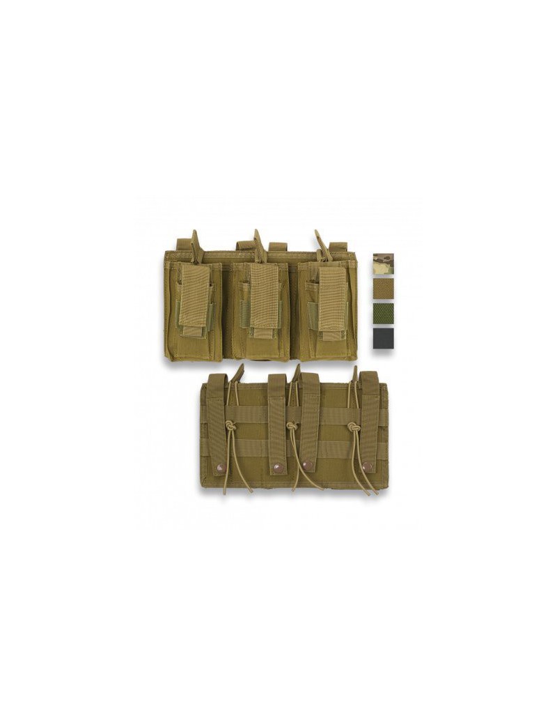 POCHETTE DE MAGAZINE TRIPLE BARBARIC AVEC MOLLE ATTACK COULEUR VERT 600D [34902-VE]