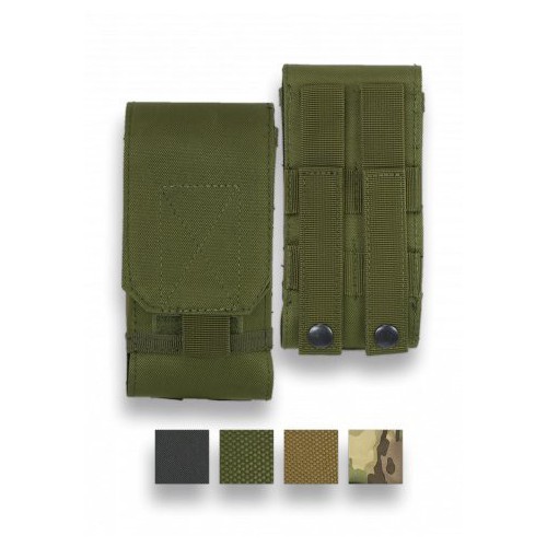 POCHETTE DE MAGAZINE UNIQUE AVEC FERMETURE VELCRO ET FIXATION À RESSORT 600D COULEUR VERTE [34874-VE]