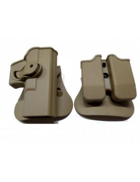 SET FONDINA E PORTA CARICATORE PER SERIE GLOCK TAN BIG DRAGON [BD-6100T]