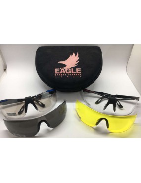 KIT EAGLE CON 2 MONTATURE + 3 LENTI DI CUI  CLEAR - GIALLO- SUN- SPECCHIO [JD13] 2