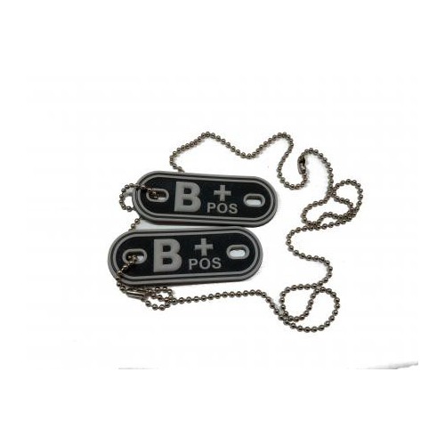 DEFCON 5 BLOOD GROUP TAG 3D PVC BLACK "B POSITIVE" [D5-JTG-37-POS B B]