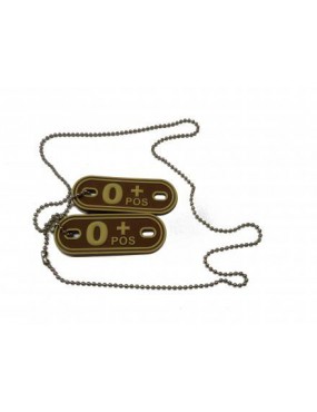 DEFCON 5 ETIQUETA DE GRUPO SANGUÍNEO PVC 3D, TAN "0 POSITIVO" [D5-JTG-37-POS T 0]