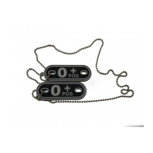 DEFCON 5 BLOOD GROUP TAG 3D PVC BLACK "0 POSITIVE" [D5-JTG-37-POS B 0]
