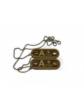 DEFCON 5 ÉTIQUETTE DE GROUPE SANGUIN 3D PVC TAN « A POSITIF » [D5-JTG-37-POS T A]