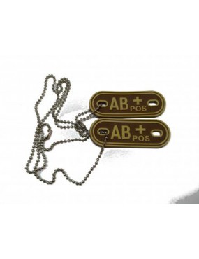 DEFCON 5 ETIQUETA DE GRUPO SANGUÍNEO 3D, PVC, TAN, "AB POSITIVO" [D5-JTG-37-POS T AB]