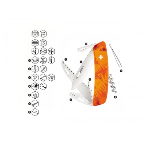 COLTELLO SWIZA TT05 TICK TOOL ORANGE FERN [C410 902060]