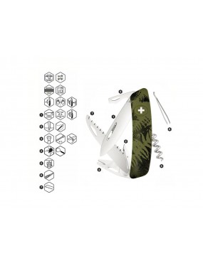 SWIZA COLTELLO TT05 TICK TOOL OLIVE FERN [C410902050] 2