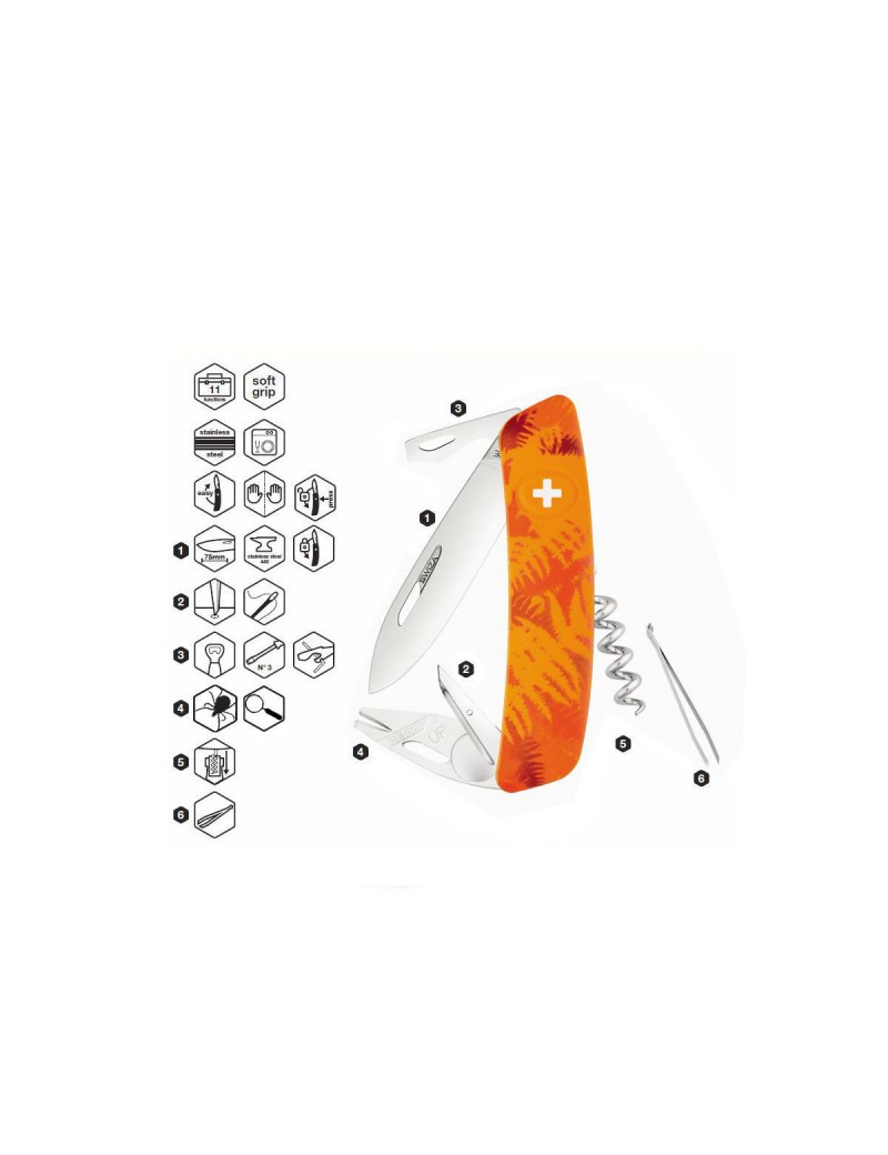 SWIZA COLTELLO TT03 TICK TOOL ORANGE FERN [C410702060]