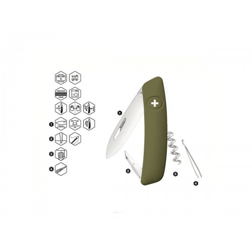 COLTELLO SWIZA D01 VERDE OLIVA  [C410 101050]