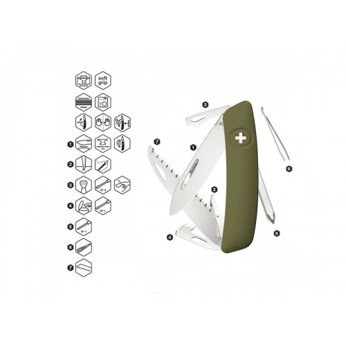 COLTELLO SWIZA D06 VERDE OLIVA [C410 601050]