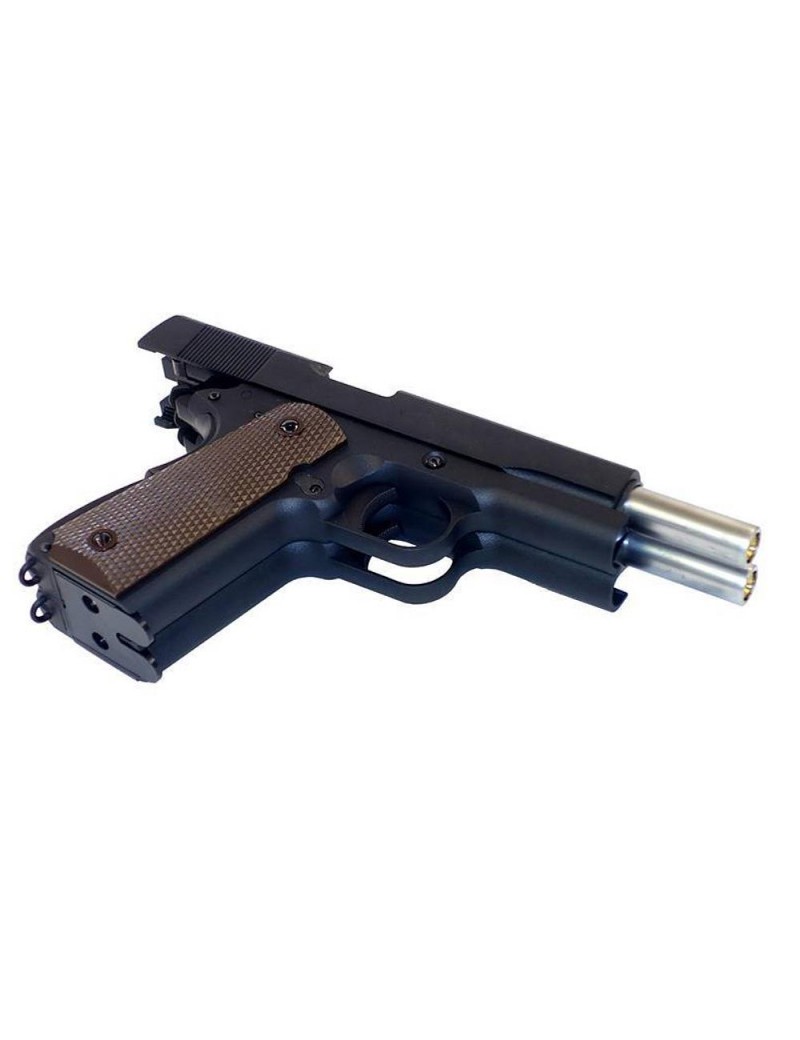 PISTOLA 1911 DOUBLE BARREL NERA GAS BB 6mm FUL METAL WE [7726]