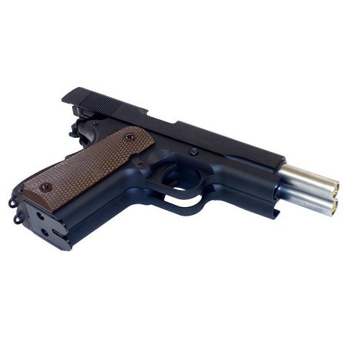1911 PISTOLA DOBLE CAÑON BLACK GAS BB 6mm FUL METAL WE [7726]
