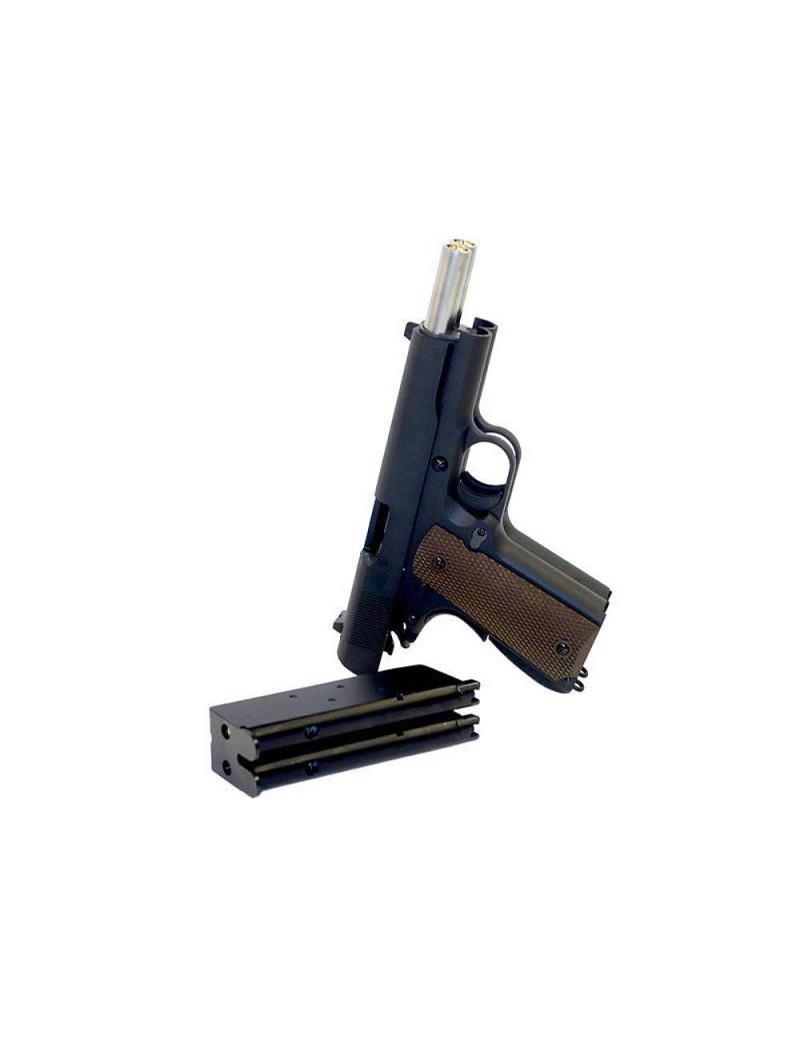 PISTOLA 1911 DOUBLE BARREL NERA GAS BB 6mm FUL METAL WE [7726]