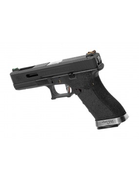 PISTOLA DE GAS G17 G-FORCE NEGRO CAÑÓN NEGRO/PLATA WE [22274]