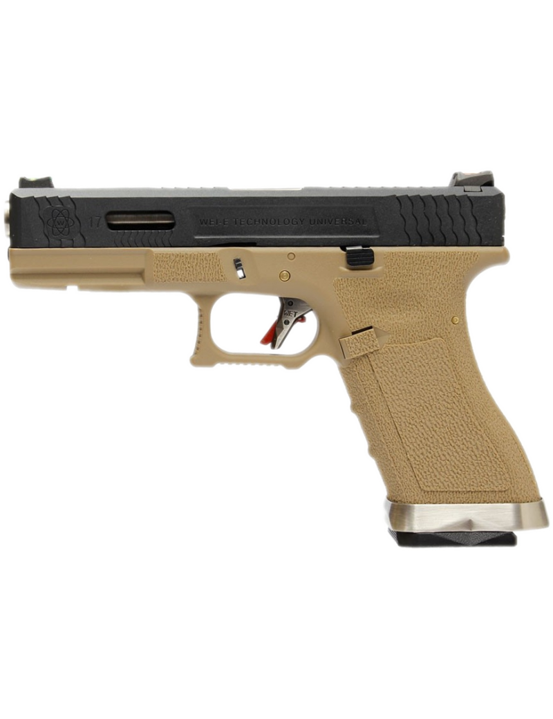 PISTOLA GAS G17 G-FORCE TAN CARRELLO NERO/SILVER WE [26029]