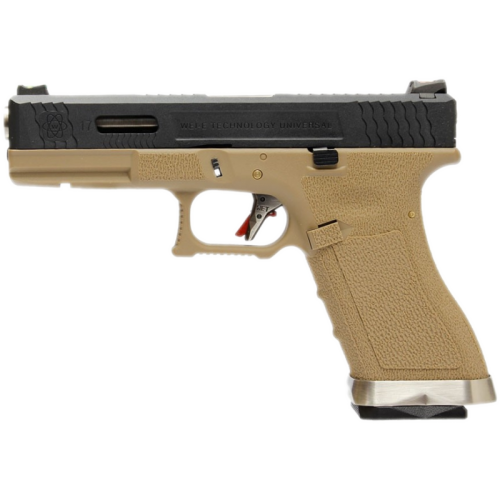 PISTOLA GAS G17 G-FORCE TAN CARRELLO NERO/SILVER WE [26029]