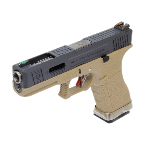 PISTOLA DE GAS G17 G-FORCE TAN SLIDE NEGRO / PLATA WE [26029]