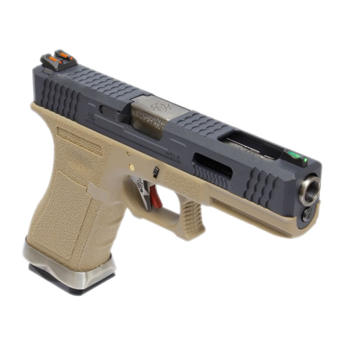 PISTOLA GAS G17 G-FORCE TAN CARRELLO NERO/SILVER WE [26029]