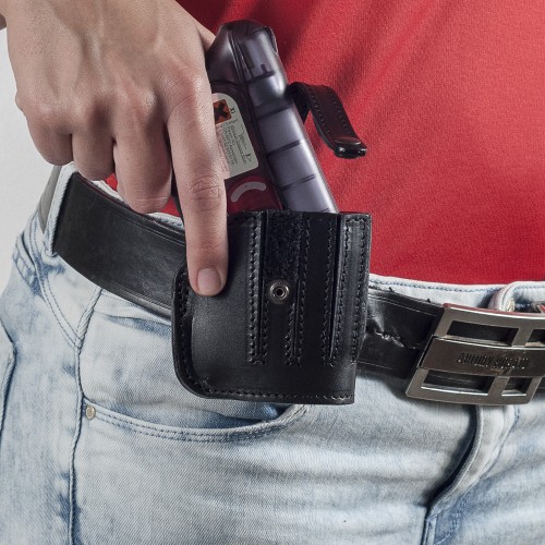 FONDINA IN CUOIO NERO PER GUARDIAN ANGEL [5073-36-10_059_DX]