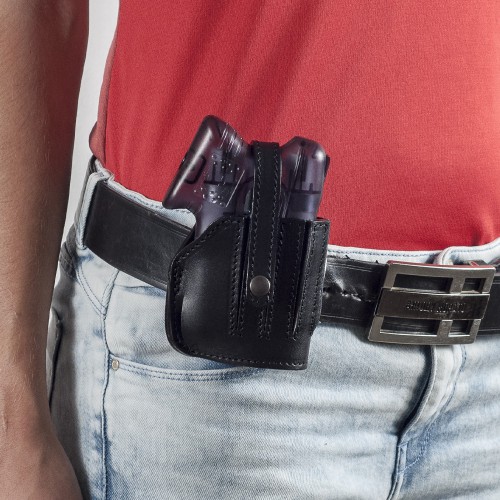 FONDINA IN CUOIO NERO PER GUARDIAN ANGEL [5073-36-10_059_DX]