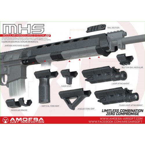 ARES AMOEBA MHS LINTERNA TÁCTICA PARA GUARDAMANOS MODULARES NEGROS [AR-FL-B]