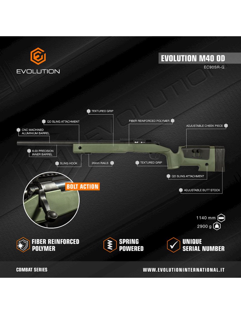 M40A5 GREEN SNIPER WITH REINFORCED SPRING EVOLUTION [EC90SR-G]