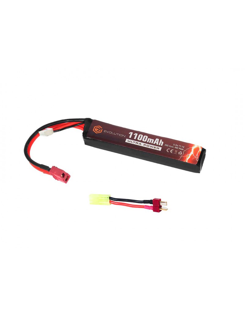 EVOLUTION LI-PO ULTRA PUISSANCE 11.1V 1100MAH 20C - 40C CRÊTE AVEC T-PLUG + ADAPTATEUR [EA0143B]