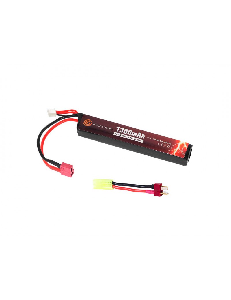 EVOLUTION LI-PO ULTRA POWER 11.1V 1300MAH 20C - 40C PEAK WITH T- PLUG + ADAPTER [EA0149B]