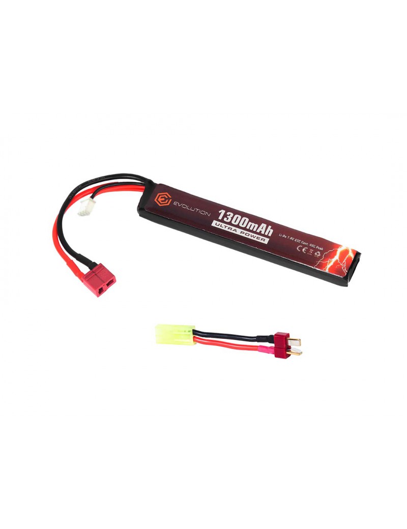 EVOLUTION LI-PO ULTRA POWER 7.4V 1300MAH 20C - 40C PEAK MIT T-STECKER + ADAPTER [EA0147B]
