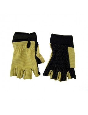 GLOVES HALF-FINGER BLACK / TAN [GL512T]