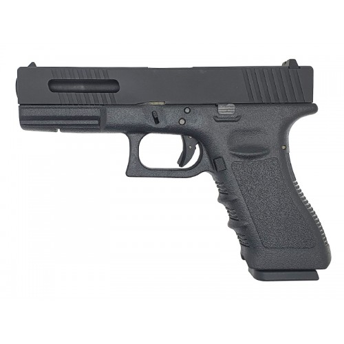 HWASAN G17 SERIES GAS BLOWBACK PISTOL (TOP METAL SLIDE - BLACK) [110948]