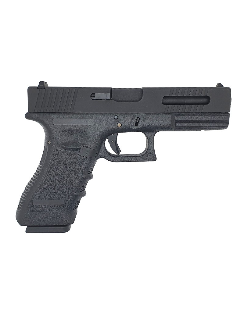 HWASAN G17 SERIES GAS BLOWBACK PISTOL (TOP METAL SLIDE - BLACK) [110948]