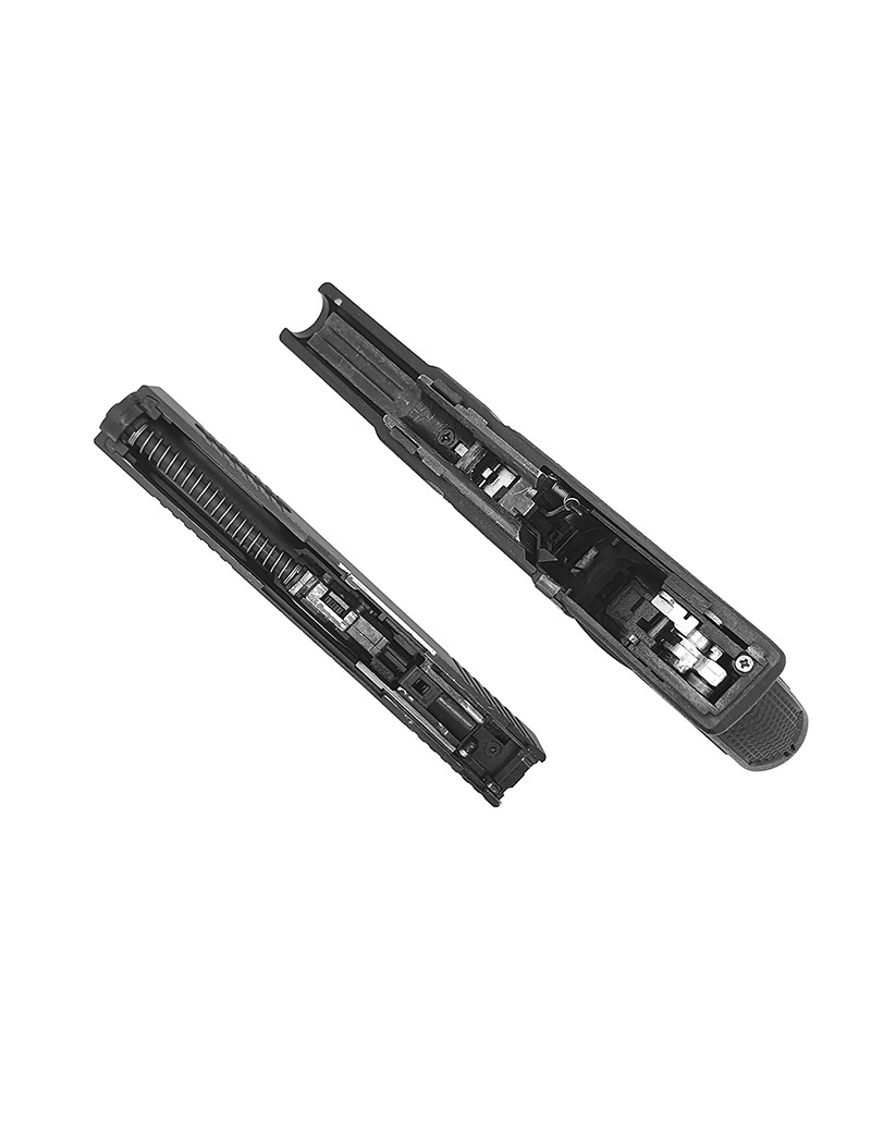 PISTOLA BLOWBACK DE GAS SERIE HWASAN G17 (DESLIZAMIENTO SUPERIOR DE METAL - NEGRO) [110948]