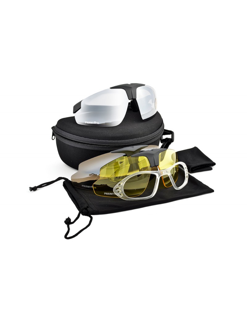 GAFAS NEGRAS DE POLICARBONATO PHANTOM CON LENTE NEUTRO, NEGRO, AMARILLO [YH12]