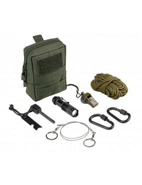 KIT DE SURVIE DEFCON 5 AVEC POCHE MOLLE VERTE [D5-SKP1 OD]