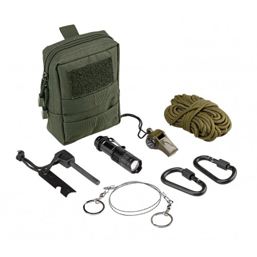 DEFCON 5 KIT SURVIVAL CON TASCA MOLLE  GREEN [D5-SKP1 OD]