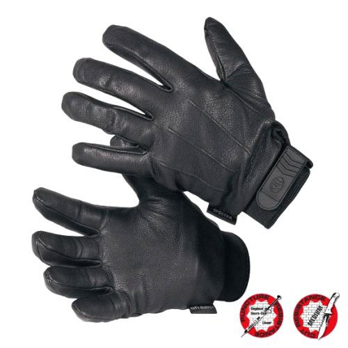 GUANTES VEGA HOLSTER NEGROS DE PIEL ANTIPINCHAZOS Y ANTICORTES [OG37N]