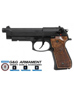 G&G GAS PISTOL GPM92 GP2 POIGNÉE EN BOIS DE NOYER [GG-M92-GP2W]