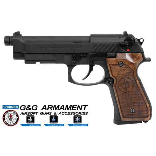 G&G GAS PISTOL GPM92 GP2 POIGNÉE EN BOIS DE NOYER [GG-M92-GP2W]