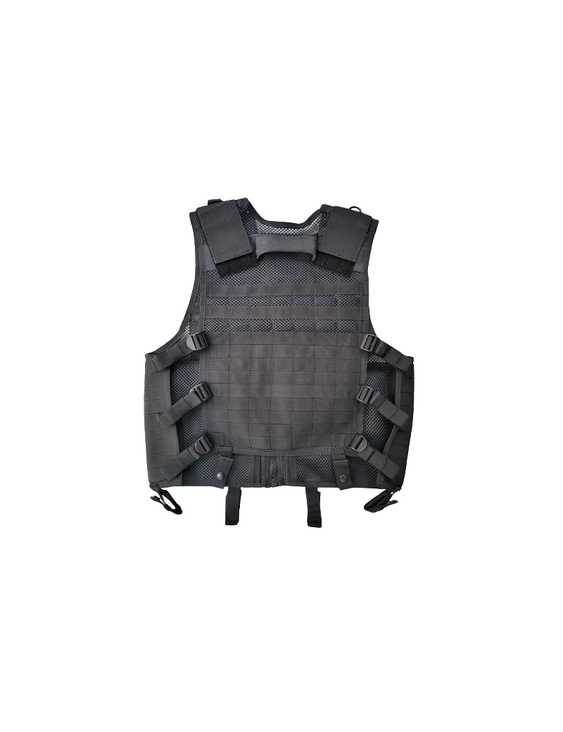 CHALECO TACTICAL MALLA Y CORDURA CON 3 PORTA CARGADORES NEGRO [2ET06N]