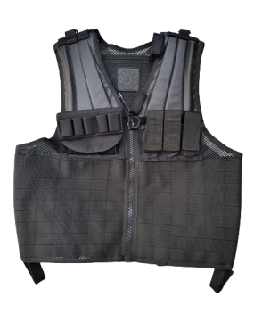 GILET TACTIQUE EN MAILLE ET CORDURA AVEC 3 MAGAZINES NOIR [2ET06N]