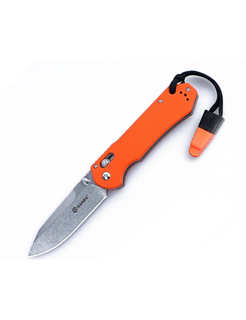 GANZO COLTELLO CHIUDIBILE MANICO G10 ARANCIONE LAMA STONE WASHED CM 9  [F7452P-OR-WS]